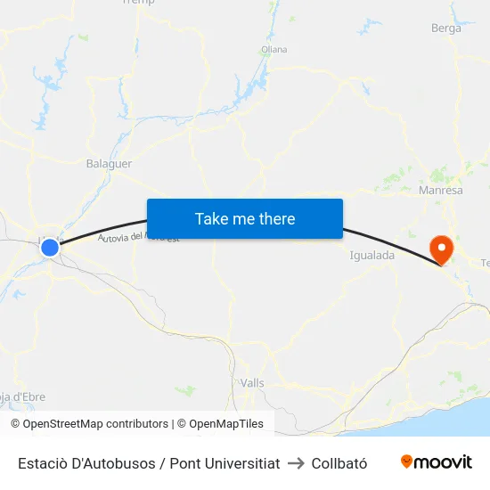 Estaciò D'Autobusos / Pont Universitiat to Collbató map