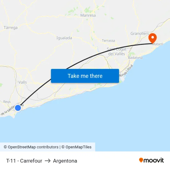 T-11 - Carrefour to Argentona map