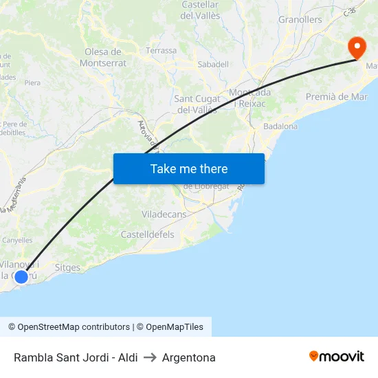 Rambla Sant Jordi - Aldi to Argentona map