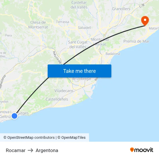 Rocamar to Argentona map