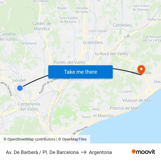 Av. De Barberà / Pl. De Barcelona to Argentona map