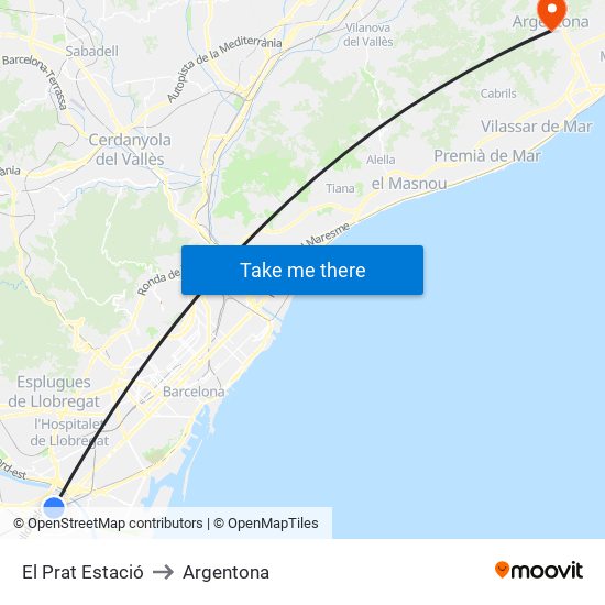 El Prat Estació to Argentona map