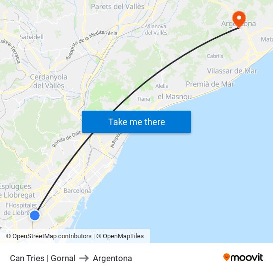 Can Tries | Gornal to Argentona map
