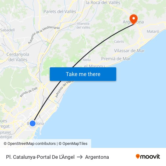 Pl. Catalunya-Portal De L'Àngel to Argentona map