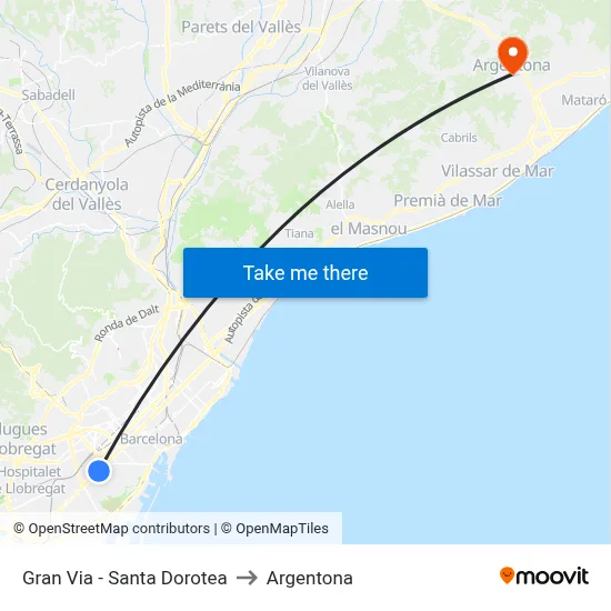 Gran Via - Santa Dorotea to Argentona map
