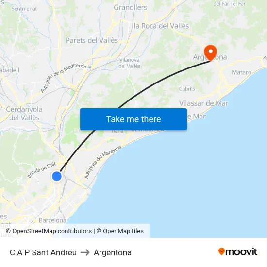 C A P Sant Andreu to Argentona map