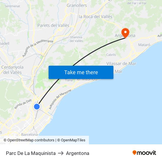 Parc De La Maquinista to Argentona map