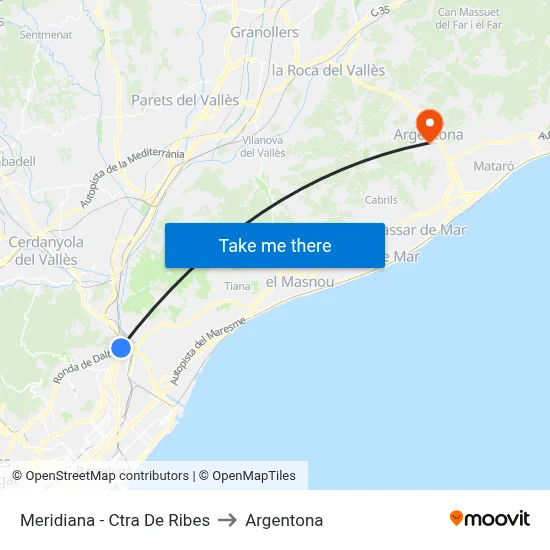 Meridiana - Ctra De Ribes to Argentona map