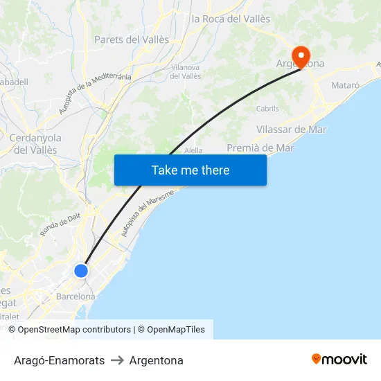 Aragó-Enamorats to Argentona map