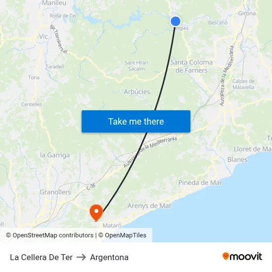La Cellera De Ter to Argentona map