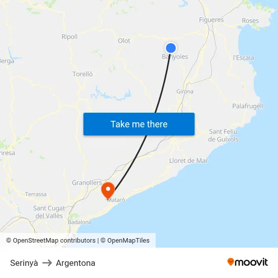 Serinyà to Argentona map