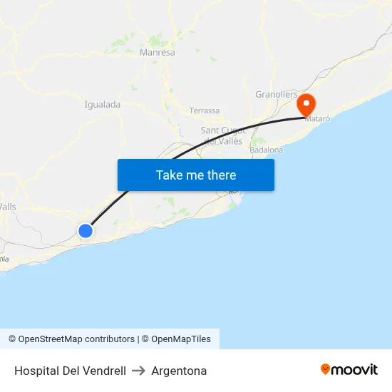 Hospital Del Vendrell to Argentona map