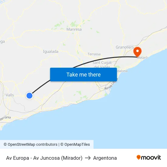 Av Europa - Av Juncosa (Mirador) to Argentona map