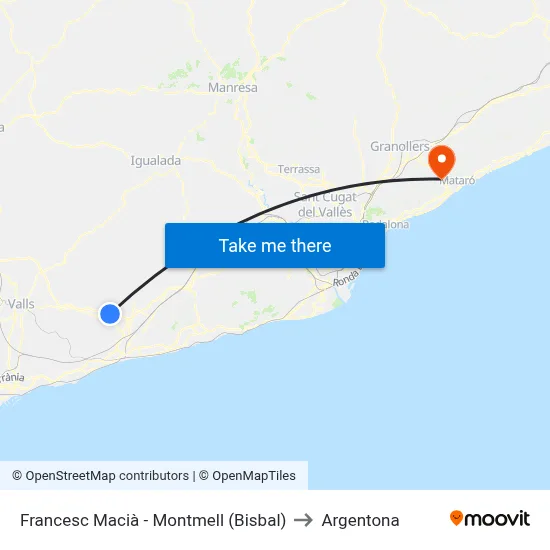 Francesc Macià - Montmell (Bisbal) to Argentona map