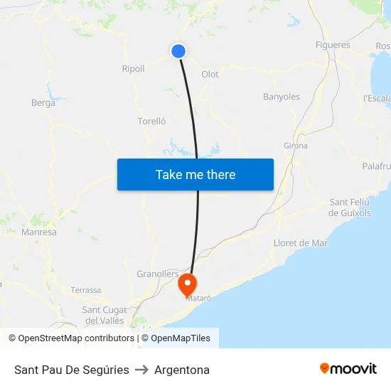 Sant Pau De Segúries to Argentona map