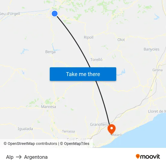 Alp to Argentona map