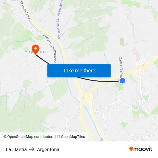 La Llàntia to Argentona map