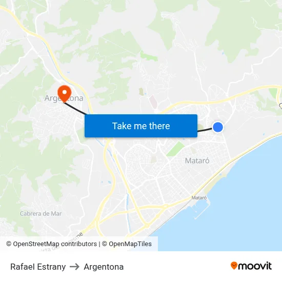 Rafael Estrany to Argentona map