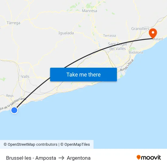 Brussel·Ies - Amposta to Argentona map
