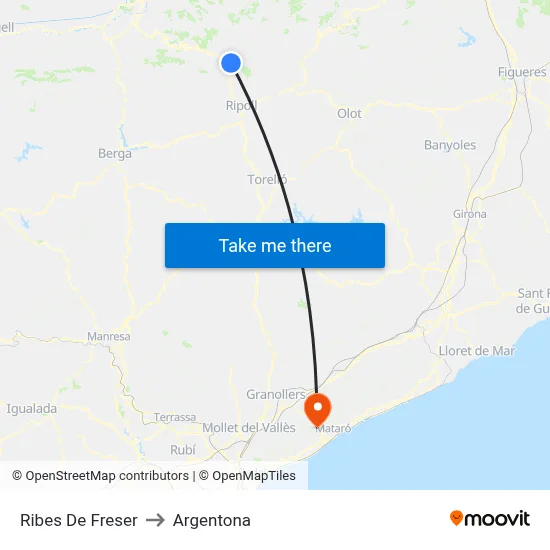 Ribes De Freser to Argentona map