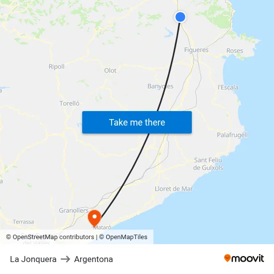 La Jonquera to Argentona map