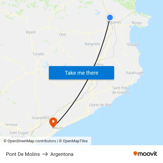 Pont De Molins to Argentona map