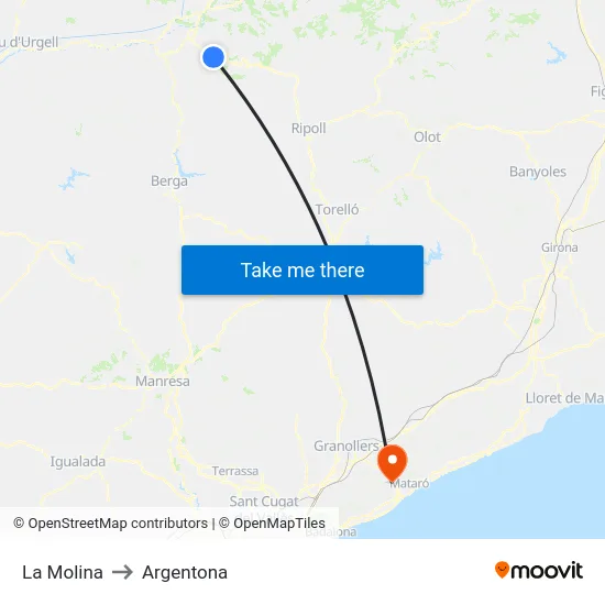 La Molina to Argentona map