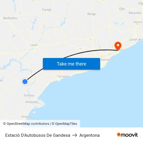 Estació D'Autobusos De Gandesa to Argentona map