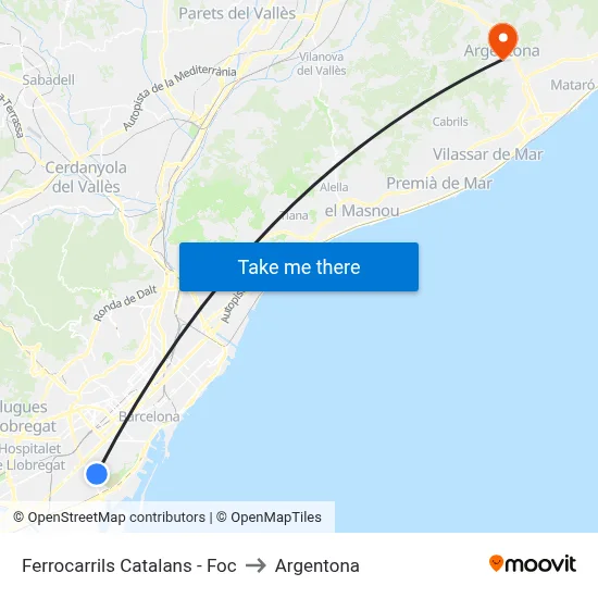 Ferrocarrils Catalans - Foc to Argentona map
