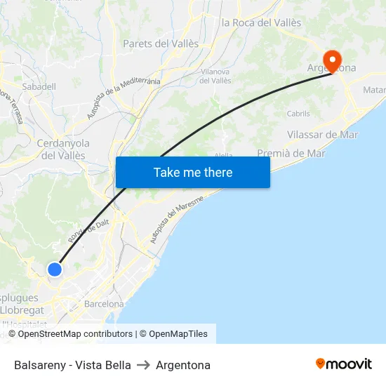 Balsareny - Vista Bella to Argentona map