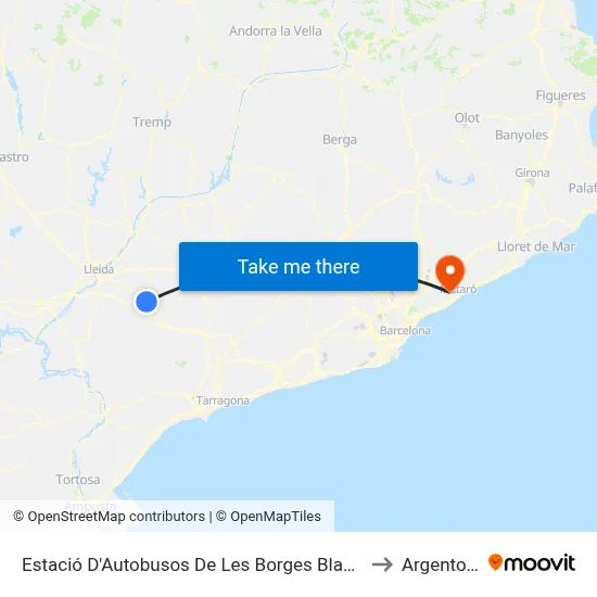 Estació D'Autobusos De Les Borges Blanques to Argentona map