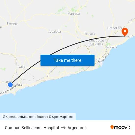 Campus Bellissens - Hospital to Argentona map