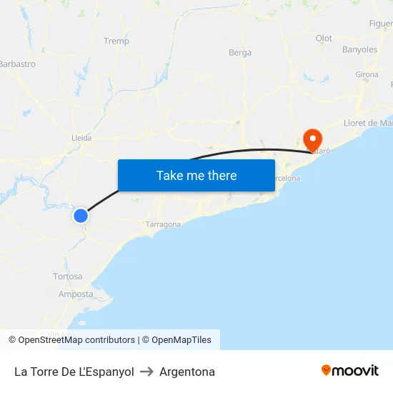 La Torre De L'Espanyol to Argentona map