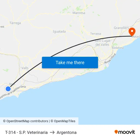 T-314 - S.P. Veterinaria to Argentona map