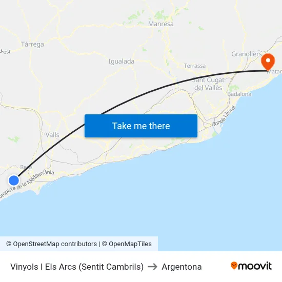 Vinyols I Els Arcs (Sentit Cambrils) to Argentona map