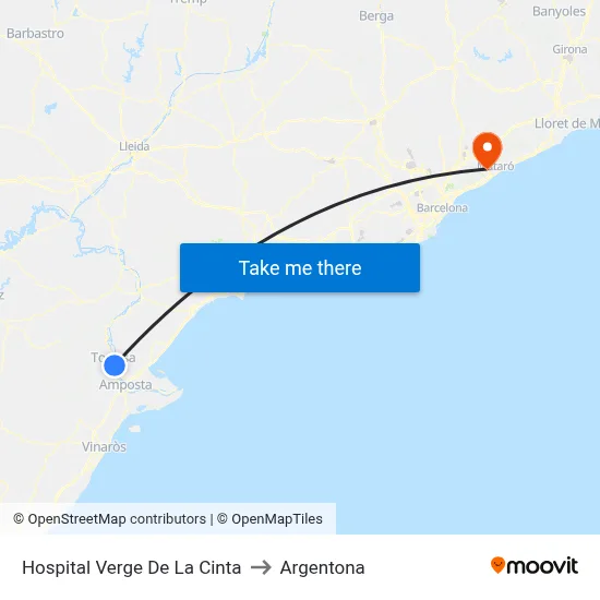 Hospital Verge De La Cinta to Argentona map