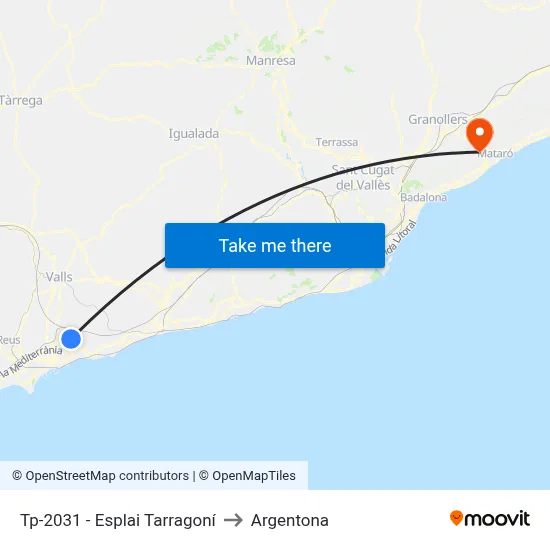 Tp-2031 - Esplai Tarragoní to Argentona map