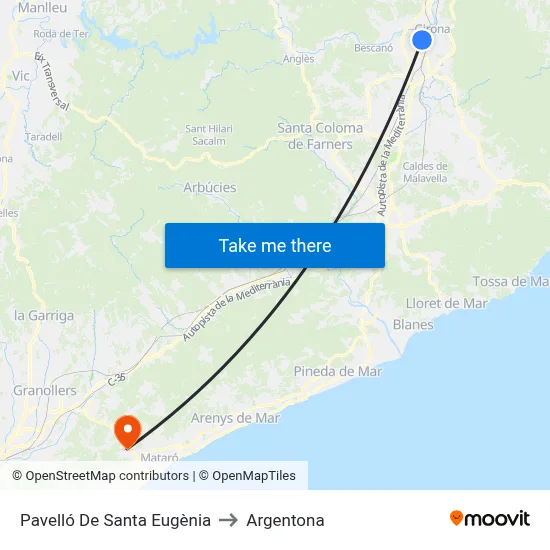 Pavelló De Santa Eugènia to Argentona map
