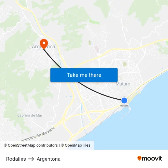 Rodalies to Argentona map