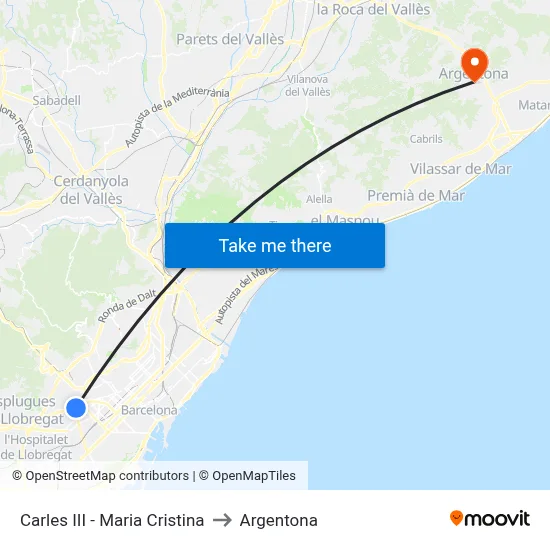 Carles III - Maria Cristina to Argentona map
