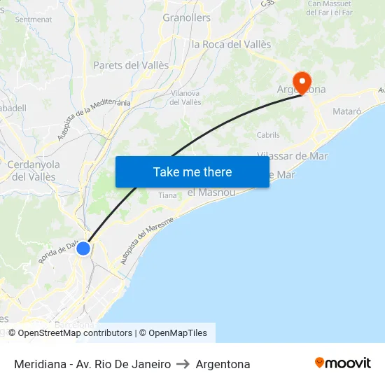 Meridiana - Av. Rio De Janeiro to Argentona map