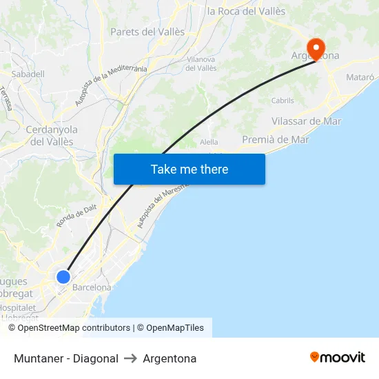 Muntaner - Diagonal to Argentona map