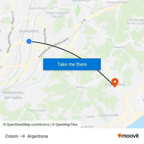 Colom to Argentona map