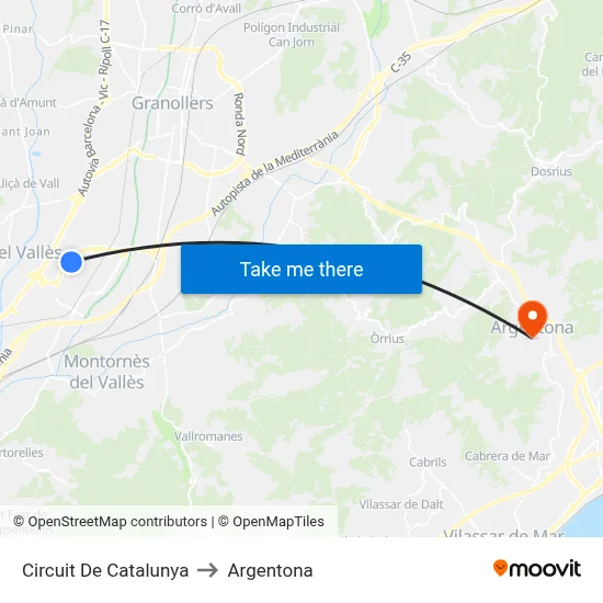 Circuit De Catalunya to Argentona map