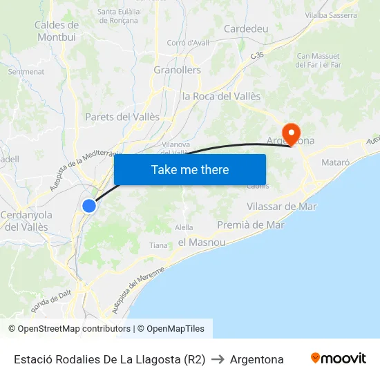 Estació Rodalies De La Llagosta (R2) to Argentona map