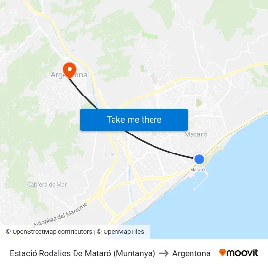 Estació Rodalies De Mataró (Muntanya) to Argentona map