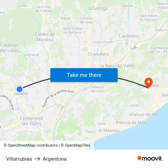 Villarrubias to Argentona map