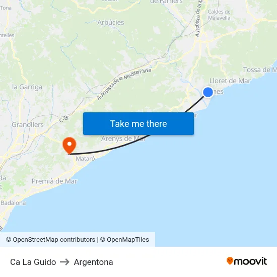 Ca La Guido to Argentona map