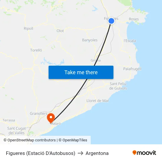 Figueres (Estació D'Autobusos) to Argentona map