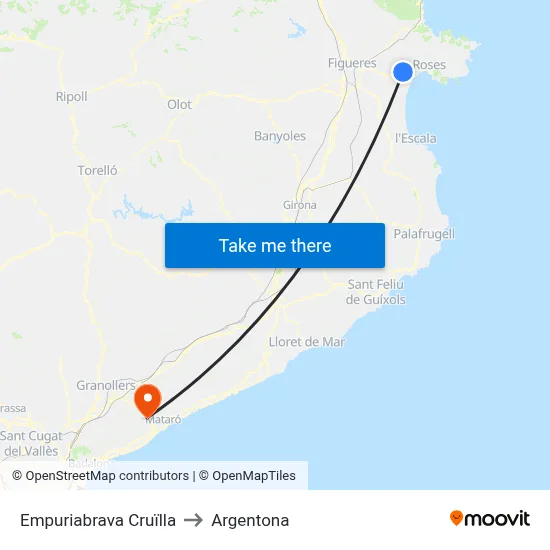 Empuriabrava Cruïlla to Argentona map